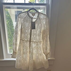 Sezane Cream Eyelet Mini Dress